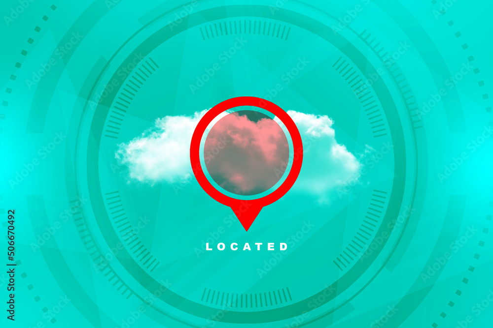 Poster 2d rendering Red map pointer
