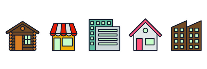 Building set icon symbol template for graphic and web design collection logo vector illustration