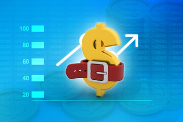 3d rendering Dollar symbol put belt 
