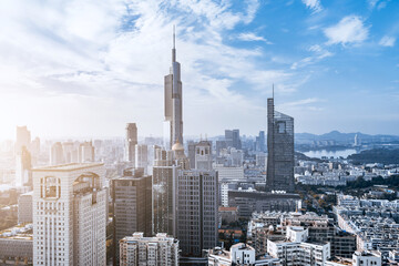 Scenery of Zifeng Tower and city skyline in Nanjing, Jiangsu, China