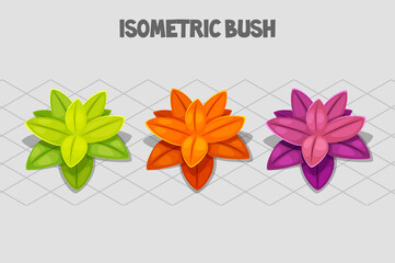 Isometric bushes for 2D Game, cartoon landscape objekts