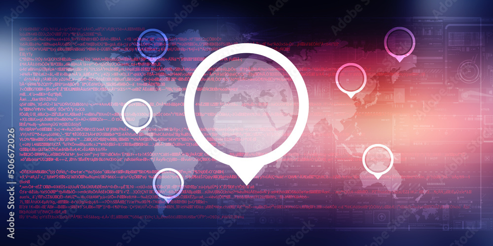 Poster 2d rendering Red map pointer
