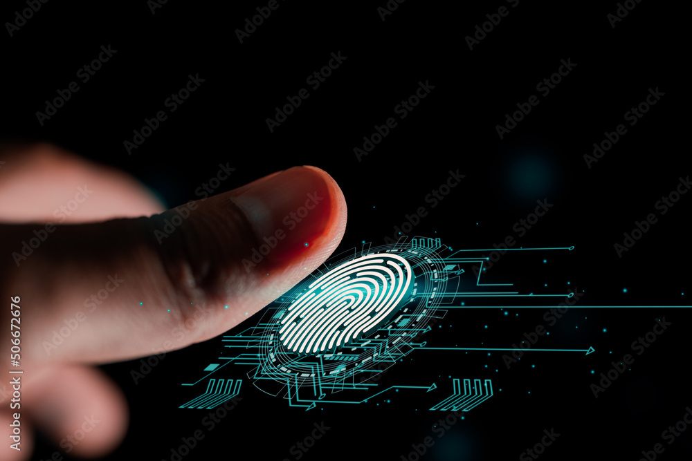 Leinwandbilder future security technology. fingerprint scan provides security access. fingerprint security concept.