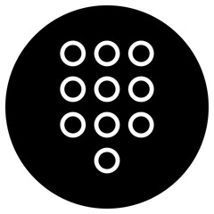 Dial pad icon vector. Flat design. White icon on black circle. White background.ai