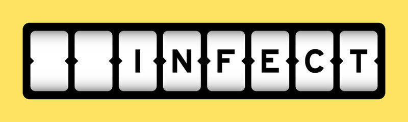 Black color in word infect on slot banner with yellow color background