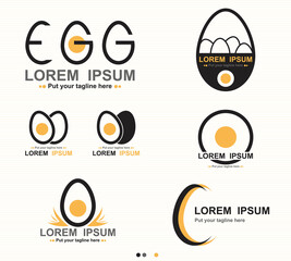 Egg Food And Farm With Line And Shape Logo Set - Vector
