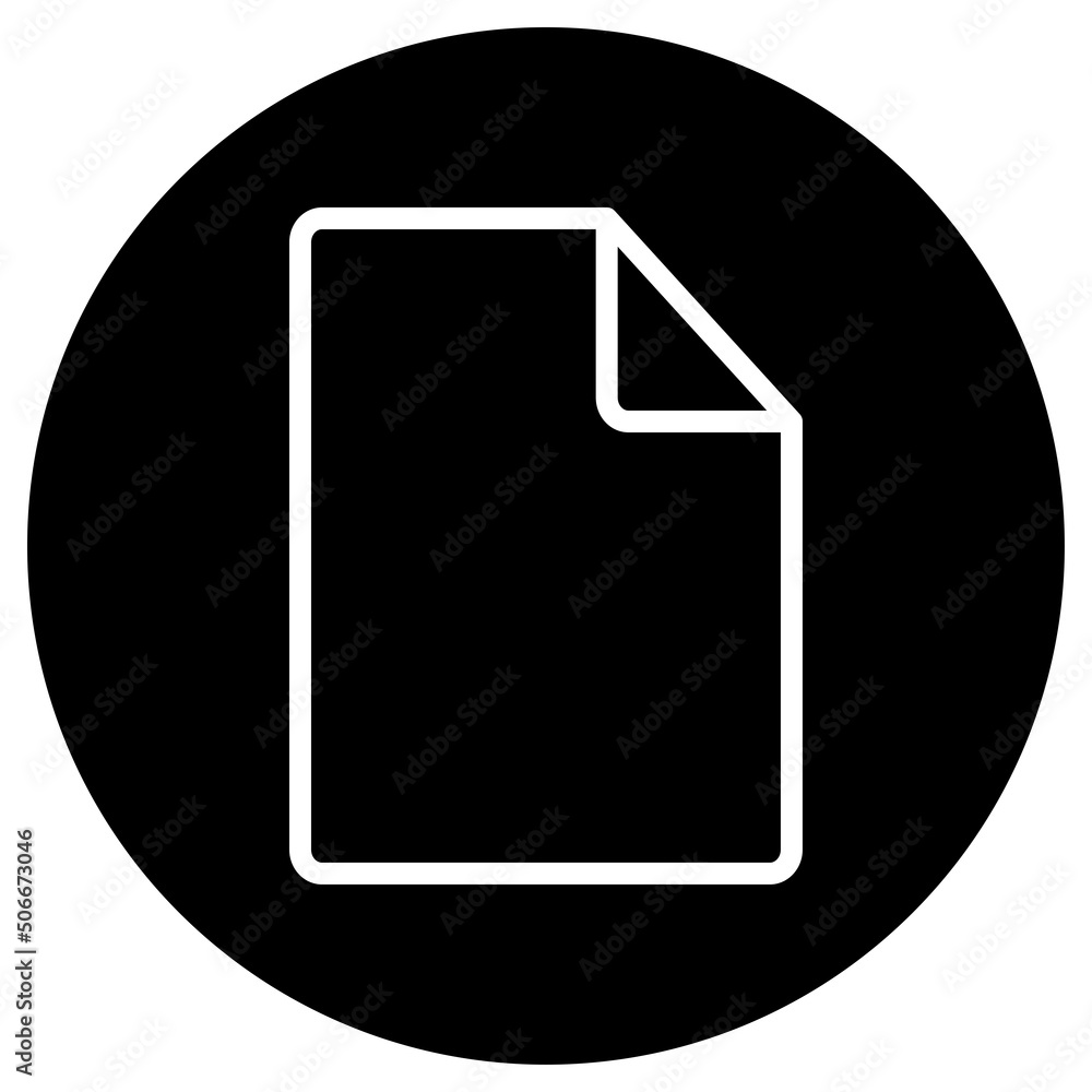 Poster document simple icon vector. flat design. white icon on black circle. white background.ai