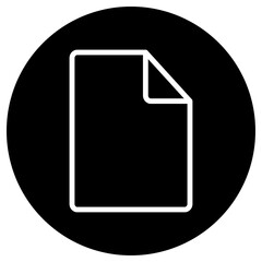 Document simple icon vector. Flat design. White icon on black circle. White background.ai
