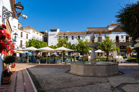 details of the corners of the streets and squares of the city of Marbella in Malaga