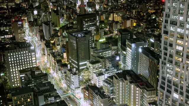 タイムラプス渋谷夜景のティルト撮影