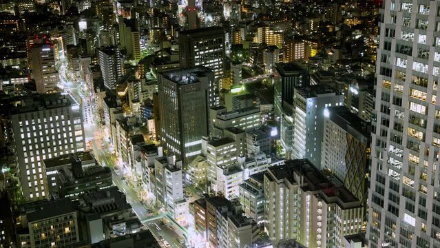 タイムラプス渋谷夜景のティルト撮影