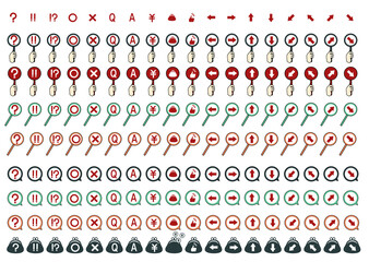 矢印や様々なアイコンが入った、プレート・吹き出し・お財布セット