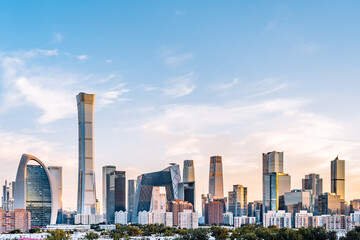 Fototapeta premium China Beijing CBD city skyline dusk scenery