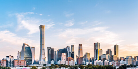 China Beijing CBD city skyline dusk scenery