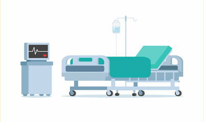 Hospital bed with medical equipments.