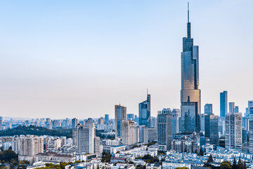 Zifeng Tower and city skyline in Nanjing, Jiangsu, China