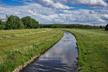 Fototapeta na wymiar Landschaftsschutzgebiet am Fluss neue Neue Luppe, Leipzig, Sachsen, Deutschland 