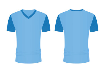 Blue v neck t shirt. vector illustration