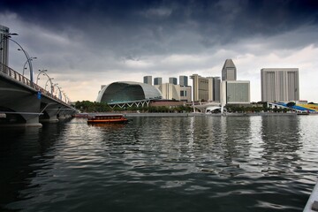 Fototapeta premium Dark clouds over Singapore City