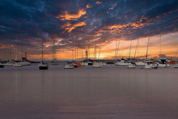 City Montevideo / state Tacuarembo/ month August/ Saturday/ two thousand and nineteen/ Beautiful Luxury boat yacht on ocean and sea - Imagem