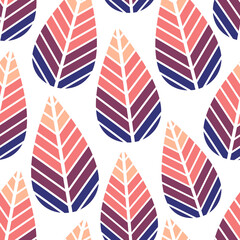 Gradient abstract leaf silhouette vector seamless pattern. Geometric leaves background. Graphic floral illustration. Wallpaper, backdrop, fabric, textile, print, wrapping paper or package design