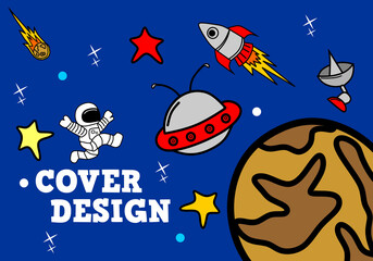space theme blue background design. design for children poster