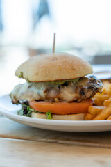 Grilled Chicken Burger with French Fries