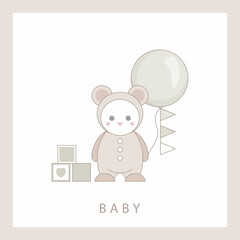 Baby Shower Card. Trendy baby and children elements