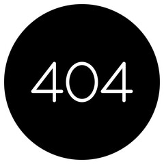 404, error simple icon vector. White icon on black circle. White background.ai