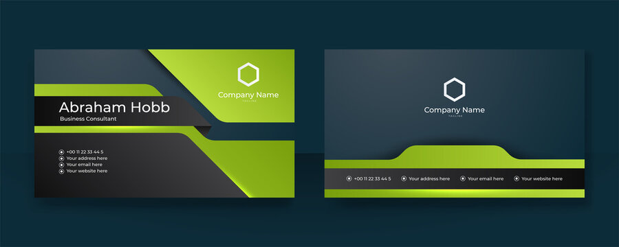 Modern Black And Green Business Card