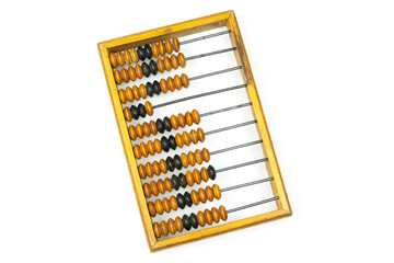 Old antique wooden abacus on a white isolated background