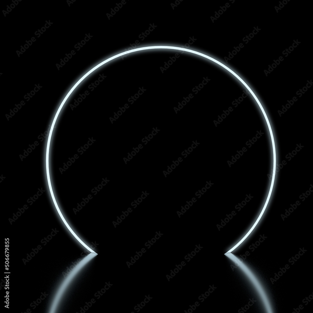 Aufkleber black circle promotion stage podium with backlight. 3d rendering