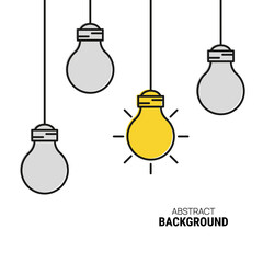 Vector background with hanging electric light bulbs. Concept ideas, solution, invention, electricity symbol.