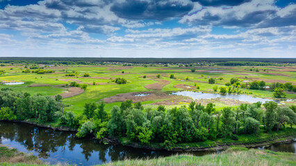 Obraz premium Seversky Donets River, beautiful landscape, nature.