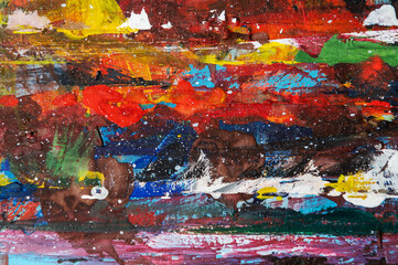 Colorful abstract background. Close up of different color oil paint