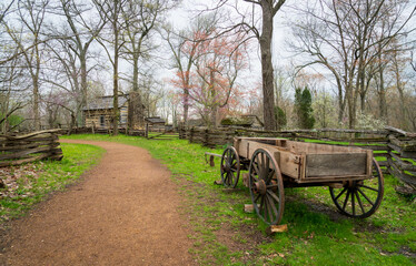 Fototapeta na wymiar A Wagon at Lincoln Boyhood National Memorial, Indiana