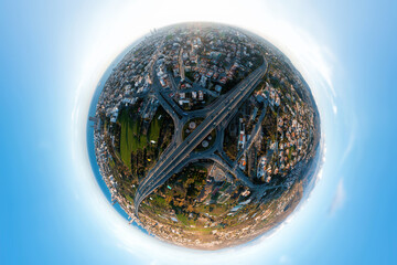 Limassol cityscape and A1 motorway, Cyprus. Spherical panorama