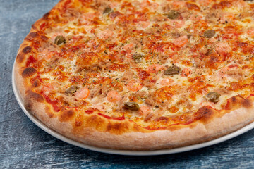 pizza on the wooden background