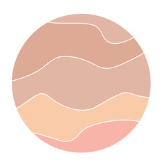 Round Circle Highlights Minimalist Boho Doodle Simple Silhouette Template. Round Decoration Icon. Handmade Round Shape Contour Beige Natural Tones