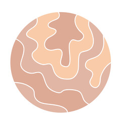 Round Circle Highlights Minimalist Boho Doodle Simple Silhouette Template. Round Decoration Icon. Handmade Round Shape Contour Beige Natural Tones