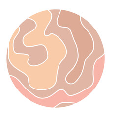 Round Circle Highlights Minimalist Boho Doodle Simple Silhouette Template. Round Decoration Icon. Handmade Round Shape Contour Beige Natural Tones