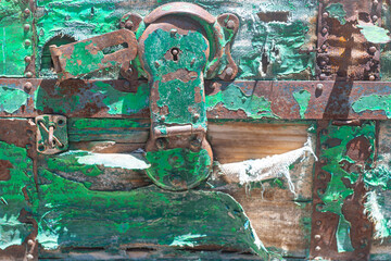 old rusty lock on a trunk