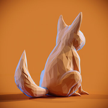 Cat Lowpoly Papercraft Origami Art Rendering