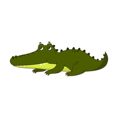 Crocodile cartoon character. Crocodile icon isolated on white background. Vector illustration for design and print