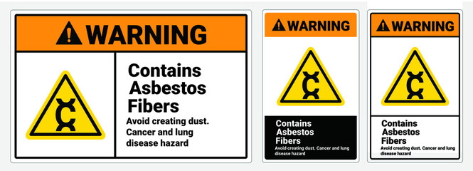 Safety sign Contains asbestos Fiber warning sign. Warning sign. symbol illustration. Osha and ANSI standard