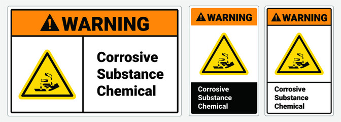 Safety sign 
Corrosive substance chemical. Osha and ANSI standard. Warning sign.