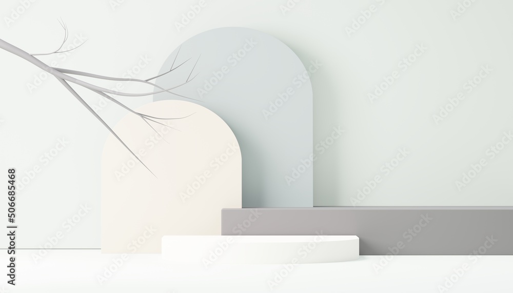 Aufkleber 3d render abstract display podium platform for product presentation and advertising. minimal scene b