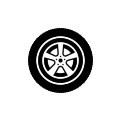 Studded wheel black line icon. Automobile tire sign. Car repair services. Shop for auto spare parts. Flat isolated symbol for: illustration, logo, app, banner, web design, dev, ui, ux. Vector EPS 10