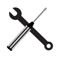 wrench and screwdriver. on white background