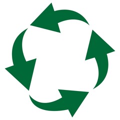 rotation or recycling arrows green color. on white background